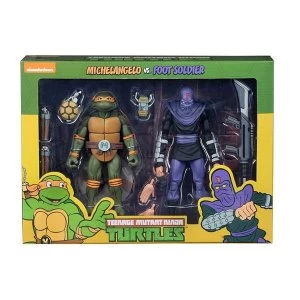 Image of Michelangelo V Foot Soldier (Teenage Mutant Ninja Turtles Cartoon) Neca Action Figure 2-Pack