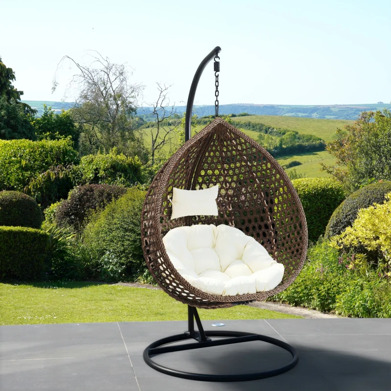 Image of Artemis Home Sunbury Hanging Swing Single Egg Pod Chair in Cream Cream Unisex