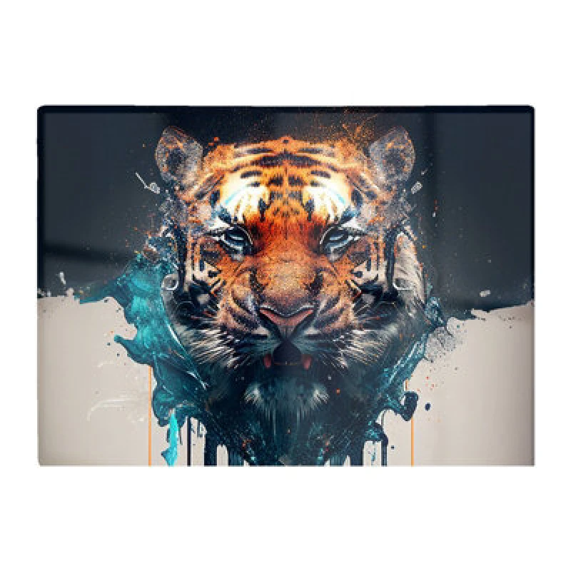 Image of Warren Reed Designer Tiger Face Splashart Glass Chopping Board