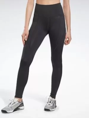Image of Reebok Workout Ready Pant Program High Rise Leggings, Black, Size S, Women