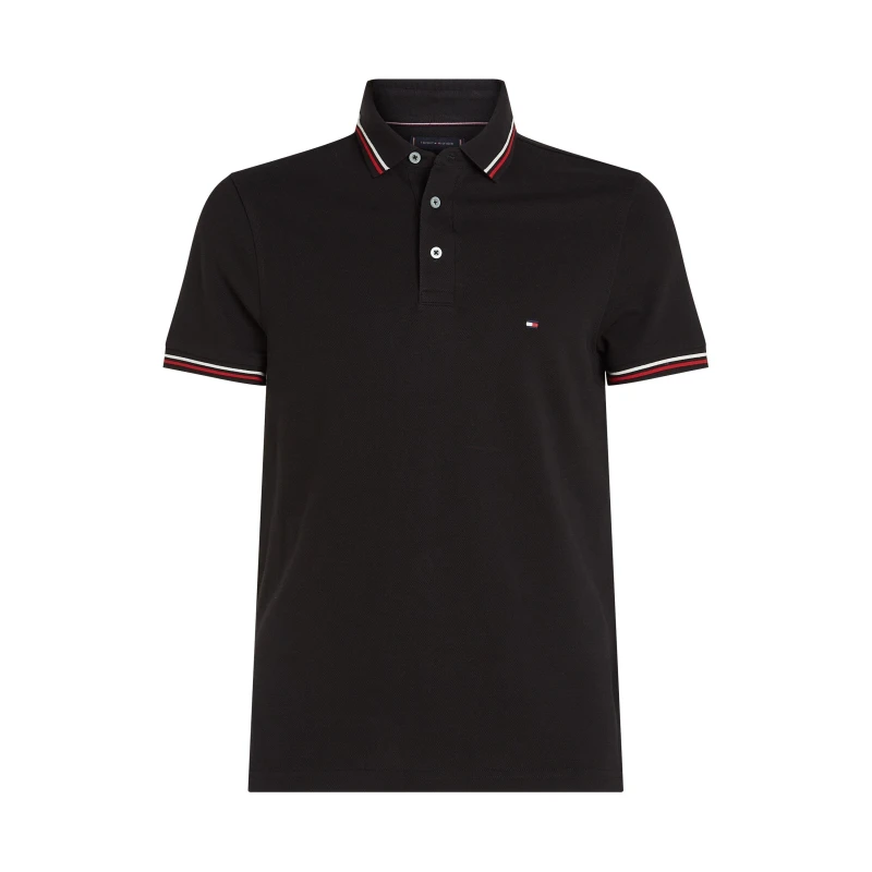 Image of Tommy Hilfiger Slim Fit Tipped Polo Shirt Black XXL