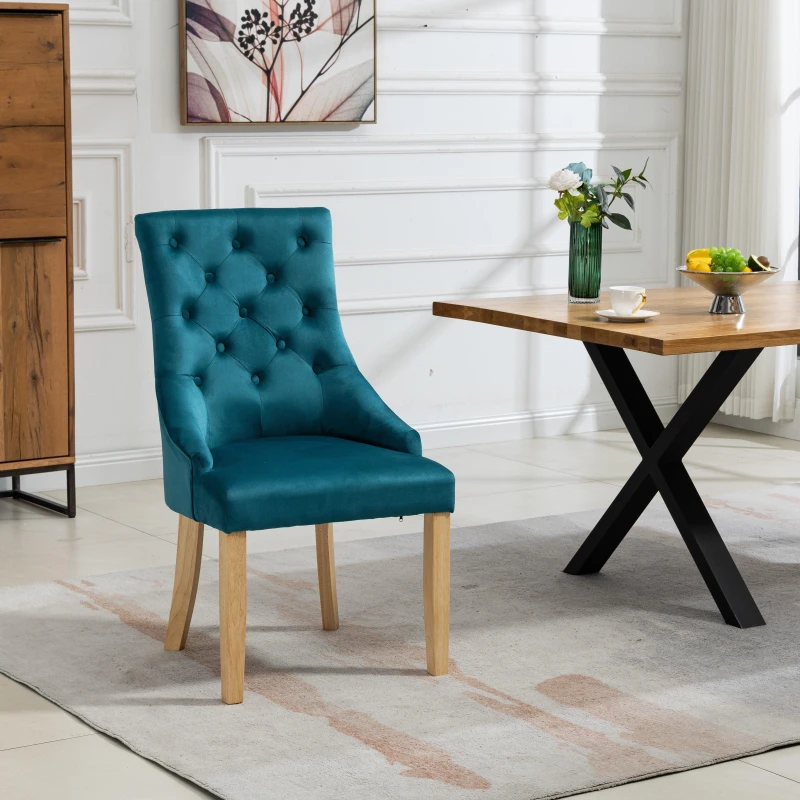 Image of Artemis Home Ravenna Velvet Dining Chairs - Set of 2 in Teal Teal Unisex