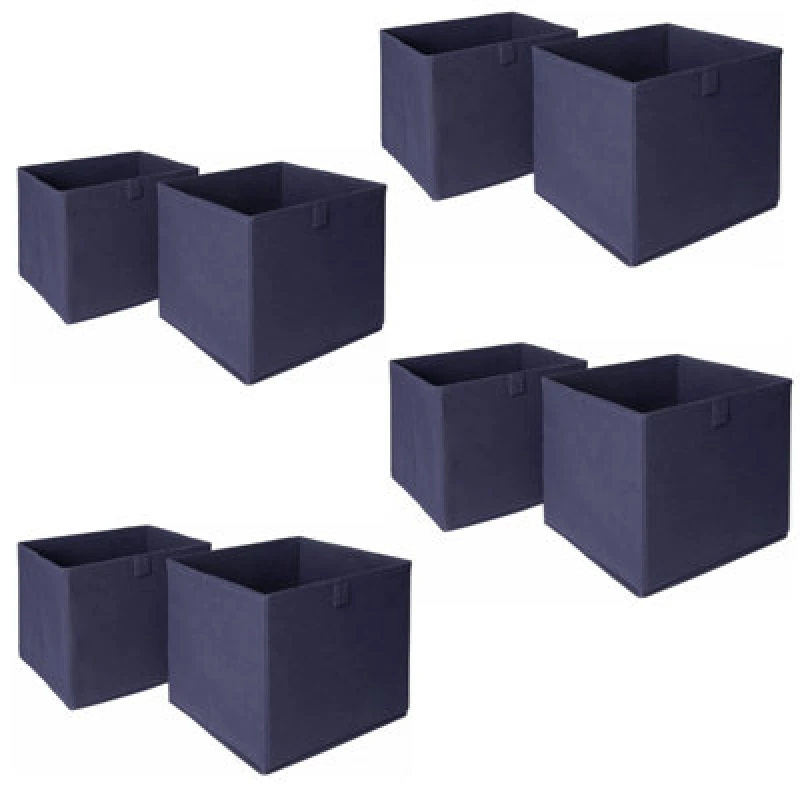 Image of OHS OHS Pack of 8 Plain Folding Storage Boxes in Navy Navy One Size Unisex 5027434163038
