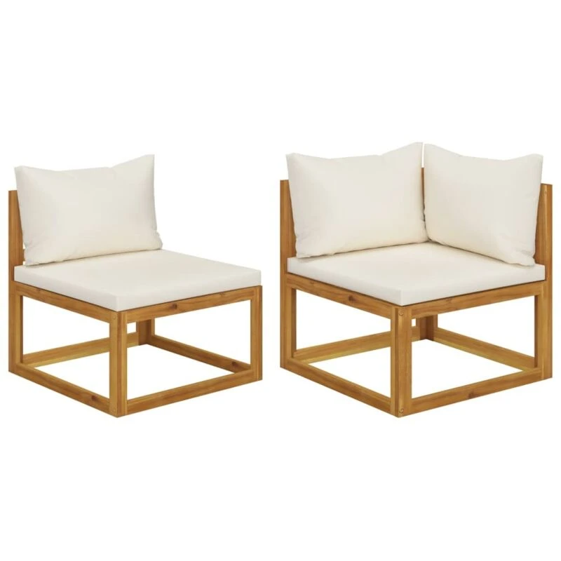 Image of VIDAXL 2 Piece Sofa Set with Cream White Cushions Solid Wood Acacia Vidaxl 8720845737153