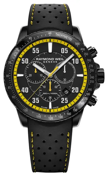 Image of Raymond Weil 8570-BKR-05275 Mens Tango 300 Black and Yellow Watch