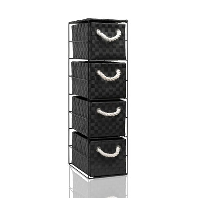 Image of Arpan Black 4-Drawer Storage Unit (4-Drawer 18X25X65Cm)