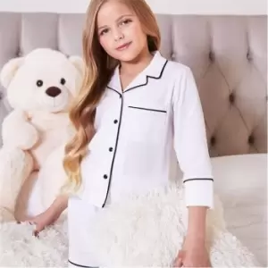 Image of I Saw It First Girls Jersey Top And Short Little Dreamer Pj Set - White