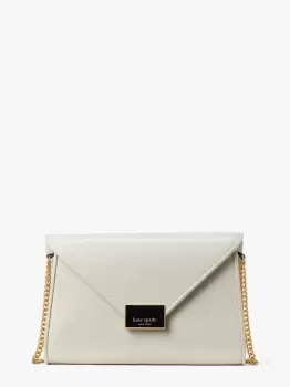 Image of Kate Spade Anna Shiny Textured Leather Medium Envelope Clutch, Halo White, One Size
