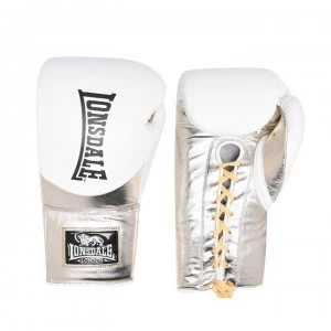 Image of Lonsdale L60 Lace Leather Fight Gloves - White/Gold