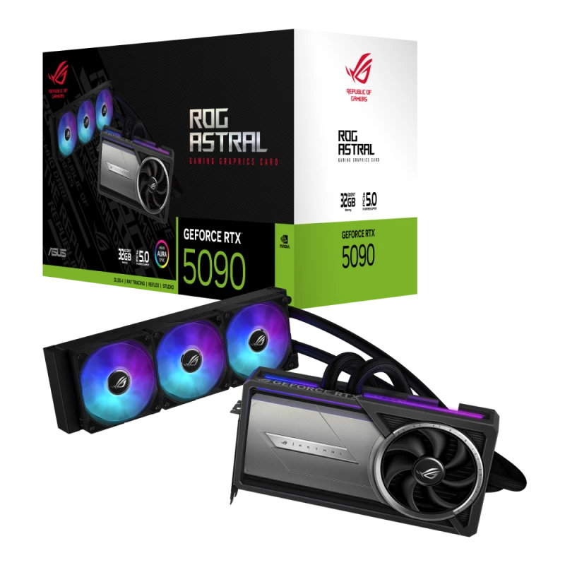 Image of ASUS ROG Astral LC NVIDIA GeForce RTX 5090 32GB GDDR7 Liquid Cooled Graphics Card - 90YV0LW3-M0NA00