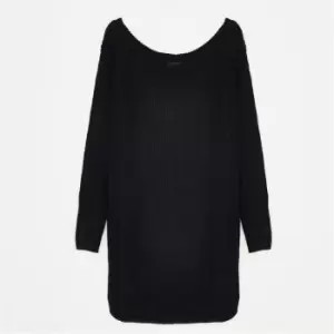 Image of Missguided Recycled Petite Off Shoulder Jumper Dress - Black