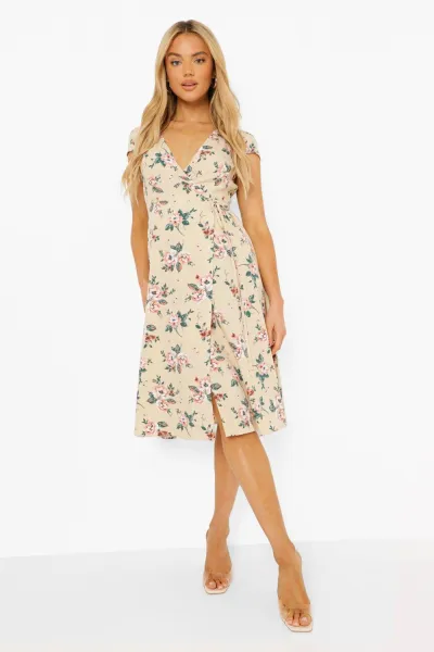 Image of Floral Print Wrap Dress