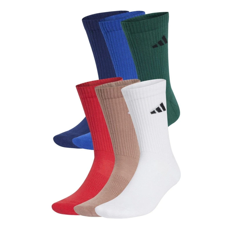 Image of adidas 6-Pack Logo Crew Socks Adults Crew Socks M 6.5-8 Multi 43338670050