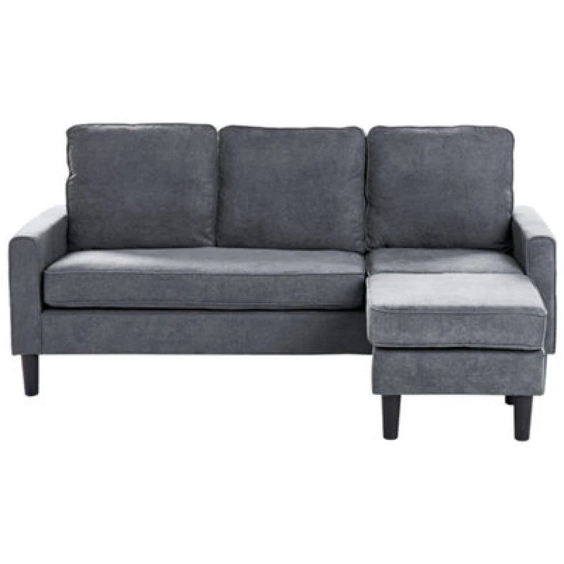 Image of Beliani Sofa 3 Seater Avesta Fabric Dark Grey With Ottoman