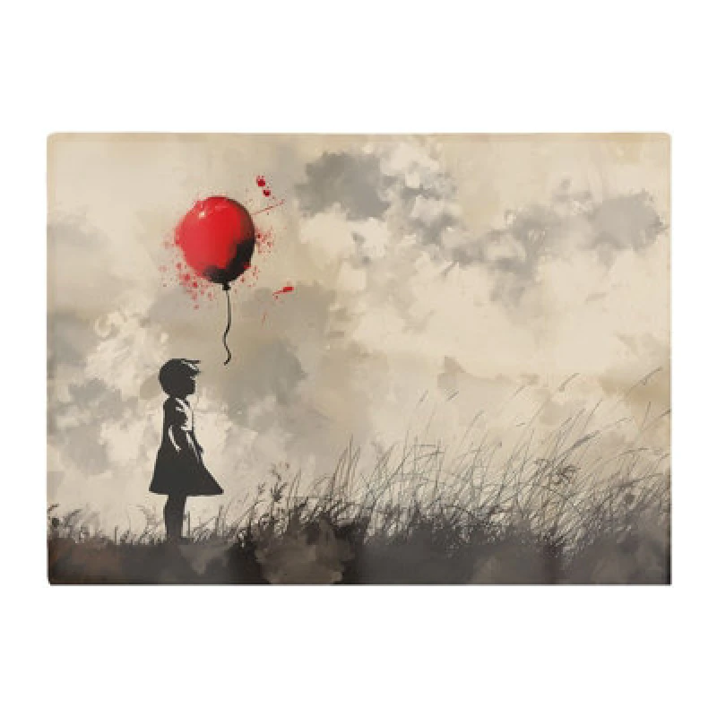 Image of Warren Reed Designer Dreamy Banksy Inspired Girl With Red Balloon Chopping Board