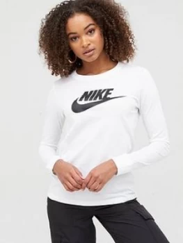 Image of Nike NSW Essential Icon Futura LS Top - White, Size XS, Women
