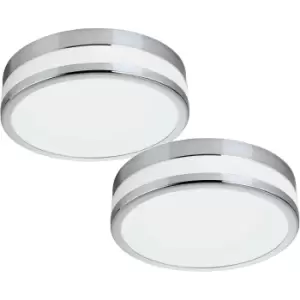 Image of 2 PACK Wall Flush Ceiling Light Chrome White Painted Satin Glass Shade LED 11W