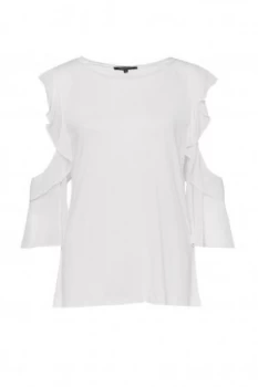 Image of French Connection Ruffle Mix Jersey Top White