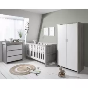 Image of Tutti Bambini Modena Grey and White 3 Piece Nursery Furniture Set
