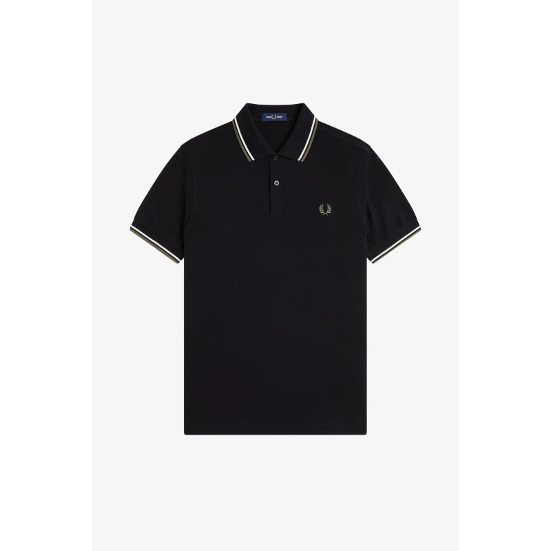 Image of Fred Perry Short Sleeve Twin Tipped Polo Shirt Black W54 male L