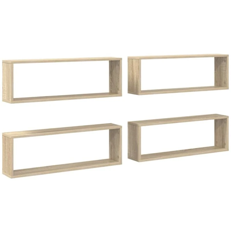 Image of VIDAXL Wall Cube Shelf 4 pcs Sonoma Oak 80x15x26.5cm Engineered Wood Vidaxl 8720286595343