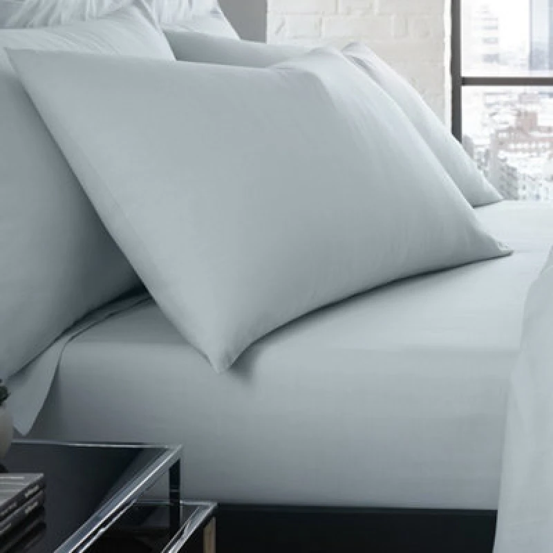 Image of Serene 'Plain Dyed' Soft Touch Pair of Housewife Pillowcases Duck Egg Blue