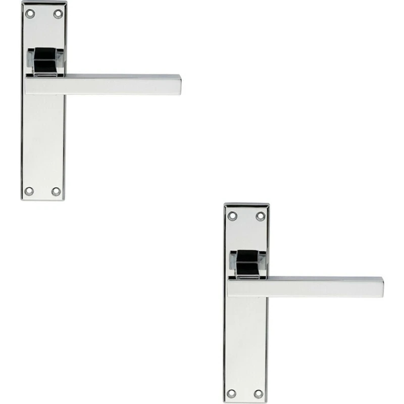 Image of Loops 2x PAIR Straight Square Handle on Latch Backplate 180 x 40mm Polished Chrome Multi