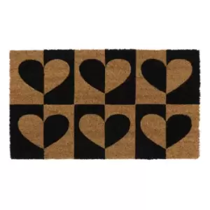 Image of JVL Eco-friendly Latex Backed Coir Door Mat, Heart To Heart