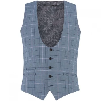 Image of Label Lab Elliot Skinny Fit Pow Check Suit Waistcoat - Grey