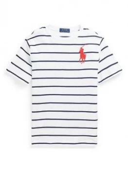 Image of Ralph Lauren Boys Short Sleeve Stripe Big Pony T-Shirt - White