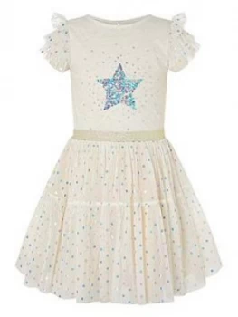 Image of Monsoon Girls Metallic Disco Star Foil Dress - Pink