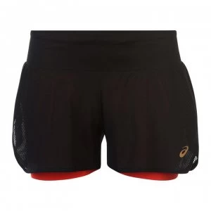 Image of Asics Cool 2 In 1 Running Shorts Ladies - Black/Red