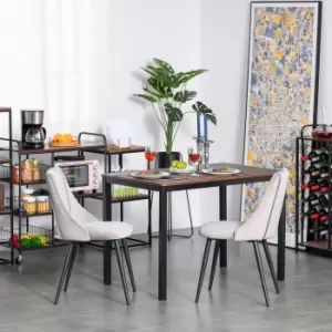 Image of Set Of 2 High Back Dining Chairs Velvet Touch with Metal Legs Grey