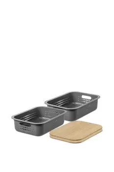 Image of 'Recycled Basket 10' with bamboo lids x2