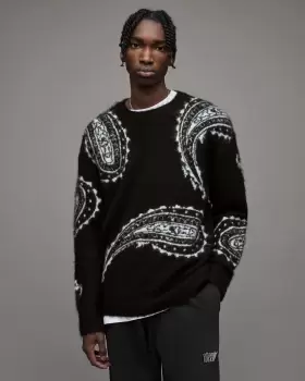Image of AllSaints Woodblock Paisley Crew Jumper