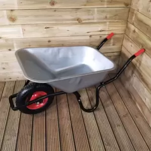 Image of Samuel Alexander - 90 Litre 150kg Capacity Heavy Duty Galvanised Metal Garden Wheelbarrow with Pneumatic Tyre