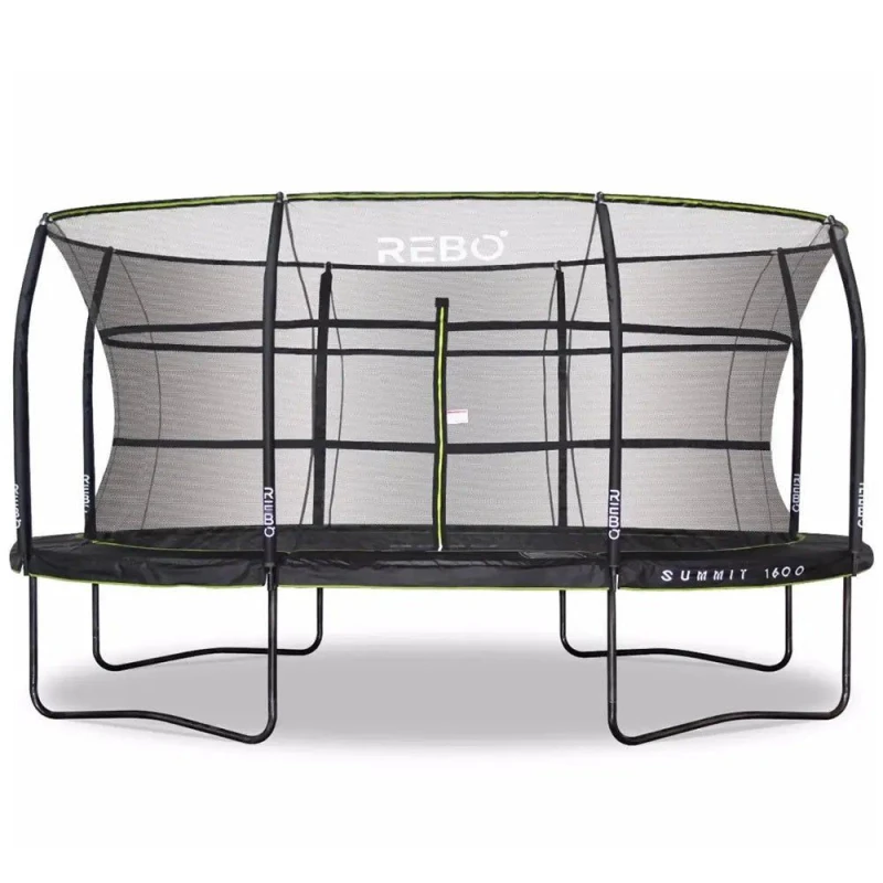 Image of OutdoorToys Summit Oval Garden Trampoline with Safety Enclosure - Summit 1600 in Black Unisex