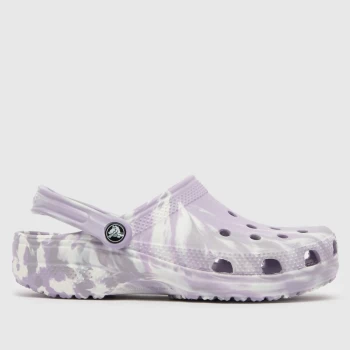 Image of Crocs White & Purple Classic Marble Clog Sandals
