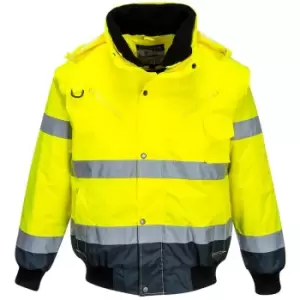 Image of Portwest - C465YNRS - sz S Hi-Vis Contrast Bomber Jacket - Yellow/Navy - Yellow/Navy