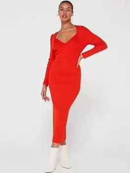 Image of BOSS Knit Wrap Front Dress -Orange Size M Women