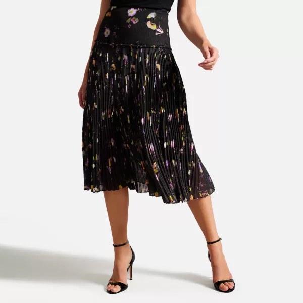 Image of Ted Baker Tereysa Floral Pleated Jersey Skirt - UK 10