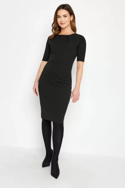 Image of Scuba Pleated Neck Detail Dress