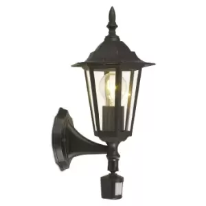 Image of Netlighting Laterna 1 Light Outdoor Wall Lantern with Pir Sensor Black IP44, E27