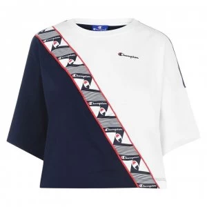 Image of Champion Tape Crop T Shirt - NVB/WHT BS538