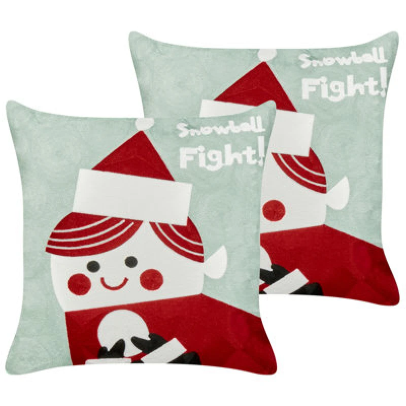 Image of Beliani Set Of 2 Decorative Cushions Pudding Cotton 45 X 45cm Red