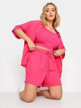 Image of Yours Crinkle Shorts Co-ord Pink, Size 20, Women