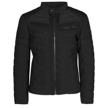 Image of Guess STRETCH MIXED BIKER mens Jacket in Black - Sizes S,M,L,XL