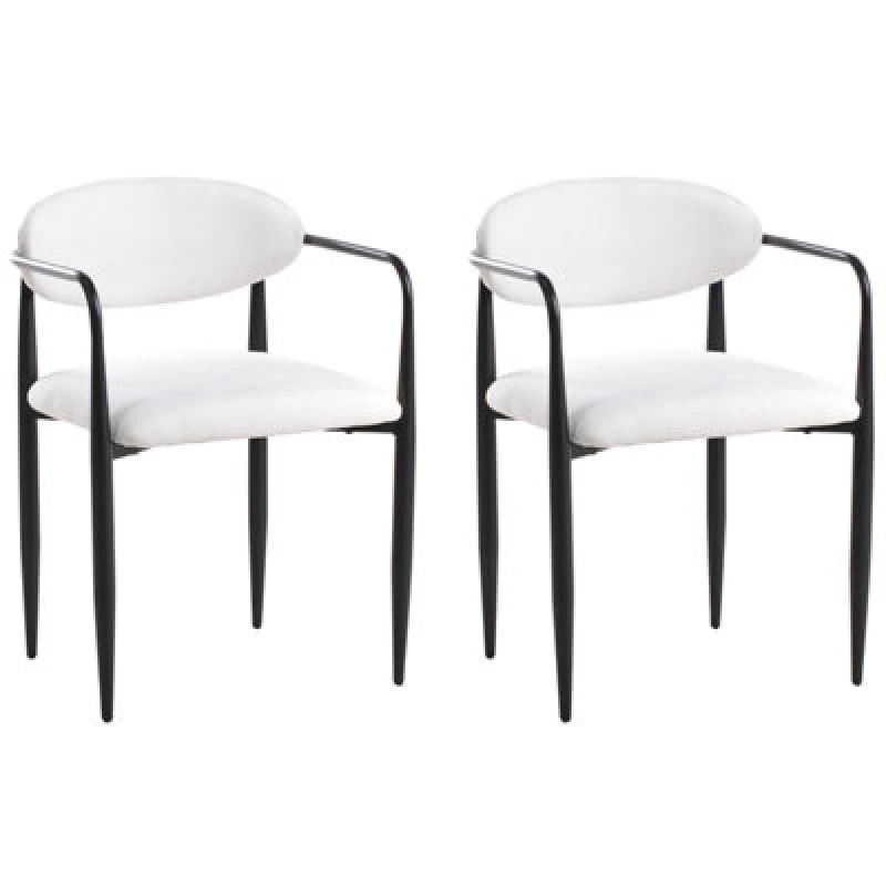 Image of Beliani Set Of 2 Dining Chairs Tanevik Fabric Off-White
