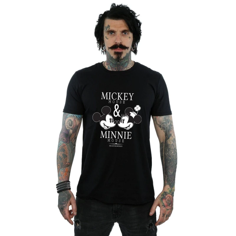 Image of Disney Men Mickey And Minnie Mouse Mousecrush Mondays T-Shirt in Black Size: Small Black S Male 5057864536881