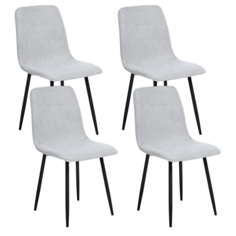 Image of Beliani Set Of 4 Dining Chairs Tuscola Fabric Light Grey
